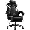 GTPLAYER Sedia da gaming, poltrona da gaming, sedia da gaming con poggiapiedi, cuscino lombare, poggiatesta, regolabile in altezza, braccioli regolabili con poggiapiedi, bianca