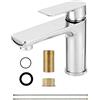 Zeltrivonex Rubinetto da bagno in acciaio inox - Miscelatore monocomando per lavabo - Rubinetto da bagno con tubo di collegamento da 60 mm, altezza beccuccio 95 mm, a risparmio energetico per ospiti WC/bagno