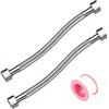 CDDCWZ 2 pezzi di Tubo Flessibile 1/2 Zoll Ig X 3/8 Zoll Ig, 50 cm, acciaio inox 304, tubo flessibile per rubinetto, raccordo per tubo flessibile per rubinetto da cucina, WC da bagno