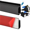 GOIYZTTR 2 Pezzi Copricavi per Parete Autoadesivo 2 x 15,7 Pollici di Gestione dei Cavi Sotto il Tavolo Nero per TV e Computer -15.7(L) x 0.9(W) x 1.97inch(H)