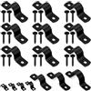 Glarks 10 fascette stringitubo da 20 mm, in acciaio al carbonio nero a 2 fori Heavy Duty Rigid Pipe Strap U Bracket Tube Strap Cable Clamp Hanger Tension Tube Clip with Screw for Pipe Tube Cable