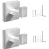SHENGYIG 2 Pezzi Appendi Accappatoio Bagno, Acciaio Inossidabile Ganci Appendiabiti da Parete, Quadrato Appendi Strofinacci Cucina, Argento Ganci da Parete, per Bagno, Cucina, Camera da Letto