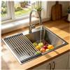 JUNFUNNLE Lavello da cucina, 55 x 45 cm, in acciaio inox, 1 vasca, 304, con cestello estraibile e sifone, per camper, cucina di preparazione e bar