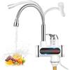 VeftBltrem Scaldabagno Istantaneo 230 V, 3000 W Elettrico Scaldabagno con Display LED Digitale, Rubinetto di Riscaldamento Elettrico in Acciaio Inox Girevole a 360° per Cucina, Bagno e Lavanderia (B)