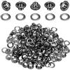 QUARKZMAN 50Set Occhielli per Teloni 4mm 1/6 Occhiello Strumento Metallici in Ottone con Rondelle per Tende in Tessuti Cinture in Pelle Scarpe Borse Fai Da Te, Nero