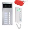 Sistemas Atis Pro Kit citofono audio 2 fili per 5 appartamenti - Citofono collettivo antivandalo con lettore RFID - Kit completo con alimentatore e cornetti - Installazione da incasso o a parete - Facile da installare