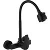 Homelava Rubinetto da Cucina Rubinetto per Cucina a Muro in Ottone per Montaggio a Parete Nero Miscelatore Monocomando per Lavello da Cucina Miscelatore Monocomando Girevole a 360°