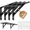 HSYTEK 4 angoli per scaffali, carichi pesanti, scaffale angolare con viti e tasselli, angolo di scaffale, 150 x 95 mm, angolo di scaffalatura nero, in metallo, per montaggio a parete