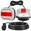 DARKGUARD Kit Fanali Posteriori Rimorchio Led Magnetico 12V 24V, Fari Posteriori Rimorchio Calamita Luce Led Magnetic con Spina 7 Poli & 7.5m Cavo 5 Funzioni per Rimorchio Agricolo, Camion, Barca