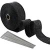 Mikiuly Bende Termiche Moto, Protezione Calore Nastro, Benda Termica per Scarico Marmitta, 5M Nero Nastro Termico Isolante in Fibra di Vetro con 10 Fascette Metalliche, Per Tubo Scarico Moto e Automobile