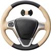 Shining Wheat Coprivolante cucito a mano per Ford Fiesta 2008-2013 Ecosport 2013-2016 (pelle nera + pelle beige)