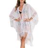 colornival Kimono da spiaggia sexy ed elegante in pizzo da donna, copricostume aperto sul davanti per le vacanze, Nero