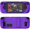 Hesupy Custodia protettiva per Steam Deck con supporto, cover colorata in policarbonato delicato sulla pelle per console di gioco Steam Deck Custodia a prova di caduta con protezione completa (viola scuro)