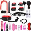 Generico Set di 23 pezzi per bondage multifunzionale, kit di plug anali con cinghie in nylon e peluche BDSM per giochi di allenamento di coppia -LC21ITW (Rosso:Z)
