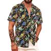 APTRO Camicia hawaiana da uomo a maniche corte floreale spiaggia Aloha Funky Party Holiday Shirt, Teschio colorato Mf05, XXL