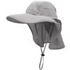 GG ST, cappello da sole da uomo e da donna, UPF 50+, per esterni, con protezione per il collo, cappello da pescatore, da spiaggia, pieghevole, safari, cappello in rete, Uomo, grigio., Taglia unica