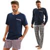 sesto senso Set 2 Pigiami Uomo Blu Scuro Lunghi e Corti in Cotone L Dark Blue