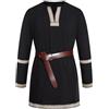 WAZHAKU Tunic medievale da uomo con bordura a maniche corte, camicia vichinga, ideale per guerre, costumi, cosplay, perfetta per carnevale o feste a tema, A1 nero., XXL