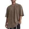 WAZHAKU T-shirt uomo oversize a manica corta tinta unita girocollo ampia Basic Vintage Clothes Gym T-shirt casual uomo oversize fit top estivo, X beige., XL