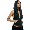 JasmyGirls Body da donna a maniche lunghe con collo a lupetto scavato fuori top Y2k Streetwear Rave Outfit, Grigio scuro, M