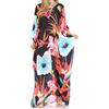 Sakkas SS1623 KF2020673A - LongKaftan Georgettina Ligthweight Stampato Lungo Caftano Dress/Cover Up - Nero/Multi - OS