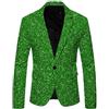 RUMAOZIA Costume da carnevale da uomo con paillette, giacca dorata, per festività, con brillantini, slim fit, costume da carnevale, con paillette, per smoking, con risvolto, O verde, L
