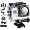 ZASCHMOY Videocamera Sportiva Mini DV Impermeabile - Alta Definizione 1080P con Staffa per Bicicletta, capacità Subacquea 30 M - Videocamera Compatta per Avventurieri (SILVER)
