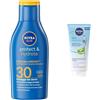 NIVEA SUN Protect & Hydrate SPF 30 Formato Viaggio 100 ml + NIVEA SUN Siero Doposole 100 ml, Idratante e rigenerante per viso e corpo, Assorbimento rapido, Senza profumo, Formato Viaggio