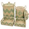 TOFU Set 4 Cestino Portaoggetti, Cestino per la Biancheria, Cestino Intrecciato in Erba Marina Artigianale Vietnamita (53L/34.5L/5L/3.2L) con Fodera Rimovibile Lavabile, Soggiorno Cucina Bagno Cameretta
