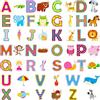 Hebayy 52 Pezzi Adesivi in Gel Alfabeto & Animali, Adesivi Spessi per Finestre e Porte, Adesivi Rimovibili e Riutilizzabili per Bambini, Neonati, Casa, Scuola, Decorazioni (Non Commestibili)