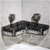 JIANGLAI Mensola angolare per doccia con ventosa, organizer per doccia e bagno, senza foratura, accessori per bagno, porta shampoo, cestino portaoggetti per doccia (nero)