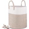 Lannvan Cesto Portabiancheria - 40 x 35 cm Cestino Portaoggetti Pieghevole - Portabiancheria Sporca in Corda di Cotone con Manici - Cesta Porta Giochi - Per Il Soggiorno, Il Bagno