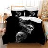 Gegeryozer Parure di Biancheria da Letto con Testa di Morte 200×200 cm Set di Biancheria da Letto Gotica in Microfibra per Bambini con 2 Federe 50 x 75 cm (KL5)