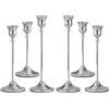 VELAJA Set di 6 Portacandele Argento, 3 Altezze (17/20/23 cm), Candelabro Vintage per Centrotavola, Matrimoni, Feste, Cene, Camino e Decorazione Casa