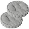 BUERPINKING Set di 2 cuscini da pavimento, rotondi, 40 x 40 cm, in cotone, spessi, per yoga, per interni ed esterni, colore: grigio chiaro