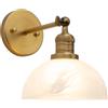 JIMUBEAM Applique vintage a 1 luce con paralume in vetro bianco latte, lampada da parete rustica per interni per camera da letto Vanità Bagno Soggiorno sopra il lavello della cucina