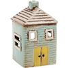 Home of Christmas Casa delle luci | Porta lumini | Casa delle candele | Portacandele | Candeliere | Ceramica (turchese/grigio 13 x 7 x 6 cm)