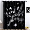 Generico Tende Oscuranti Termiche Isolanti, Stile Rock Note Musicali, Tende Morbide Insonorizzate Camera da Letto per Soggiorno Cameretta Bambina Finestre, 2 Pezzi con Occhielli 75L x 166A cm, Nero