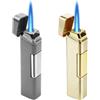 Leikurvo Jetflame - Accendino antivento in metallo, senza gas butano, ricaricabile, elettronico, forte fiamma per esterni, candele, barbecue, regalo (oro + grigio)