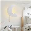 GZZBMY LED Interno Applique da Parete Dimmerabile con Telecomando Luna USB Ricaricabile Batteria Lampada da Parete con Interruttore a Tirante Iluminazioni per Pareti Bambina Soggiorno (A Bianco)