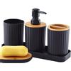 Behogan Set di accessori da bagno, 5 pezzi, accessori da bagno decorativi, porta spazzolino, bicchiere per spazzolino, dispenser per sapone, portasapone, vassoio, accessori da bagno, decorazione moderna per