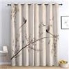 CozyRest Tende Oscuranti 2 Pannelli con Anelli Occhielli Tenda Stampate Stile dipinto a mano Gazza e floreale, Termiche Oscuranti Isolanti per Finestre Camera da Letto Soggiorno 280 x 260 cm,