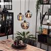 hofstein Lampada a sospensione Talok, lampada a sospensione in metallo/vetro in colore nero/fumo, lampada con paralume in vetro, altezza massima 119 cm, 3 x E27, senza lampadina/e