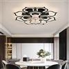 ycwdcz Grande Lampadario Ventilatore Con Telecomando Dimmerabile LED 6 Velocità Lampadari Ventola Motore DC Reversibile Per Camera Da Letto Soggiorno Fiore Plafoniera Con Ventilatore-Black||80CM