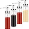Tiwiche Dispenser per pompa di salsa, dispenser per sciroppi di caffè, bottiglia di vetro da 500 ml con pompe in acciaio inox, a prova di perdite, pompe di qualità alimentare per miele, sciroppo, olio