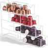 YIYAXIN Porta Capsule Caffè Trasparenti con 4 Cassetti, Cassetto Portaoggetti Capsule Acrilico Trasparente 24.6x17.5x6.5cm, Porta Organizer Cialde Caffè Impilabili Salvaspazio per Cucina, Ufficio, Soggiorno