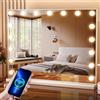 Aovquof Hollywood Specchio Trucco con Luci, 60X52.5cm Specchio LED con 17 Lampadine Dimmerabili, 3 Modalità, USB e Ingrandimento 10x, Controllo Tattile, Tavolo o Supporto da Parete per Camera da Letto