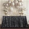 3E Home Tovaglia con paillettes nere, rettangolare, per matrimoni, feste di Halloween, banchetti 152 x 305 cm