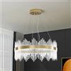 HvKvHvY Lampadario Moderno In Cristallo, Lampada A Sospensione A LED Color Oro, Lampada Da Soffitto, Lampadario Semi-Incassato, Lampada A Sospensione Per Cucina, Soggiorno, Camera Da Letto, 60 CM