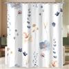 Lerores Tenda da doccia 160 x 160 cm, motivo floreale blu, orlo pesante, antimuffa, impermeabile, lavabile, in poliestere, con 12 occhielli e anelli, per bagno, vasca da bagno